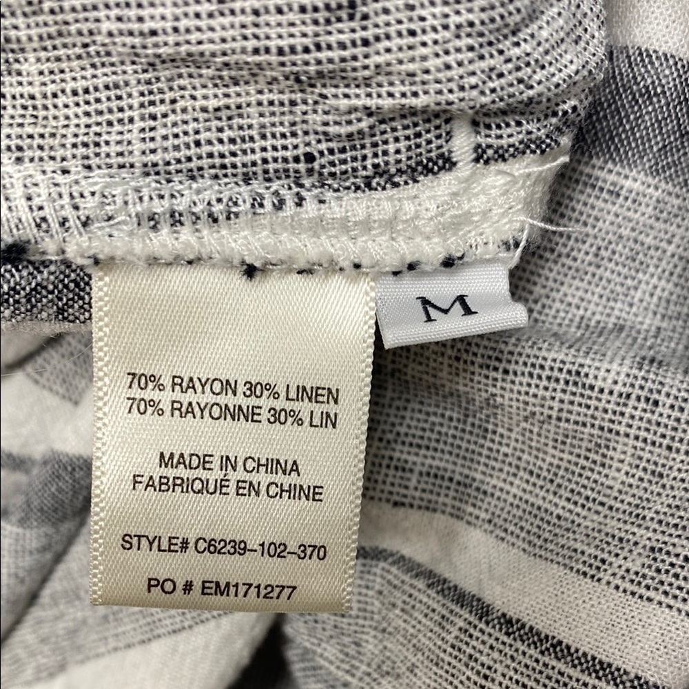 Anthropologie Cloth & Stone Jumpsuit Romper Linen Striped Cottage Beachy Medium - Picture 9 of 13